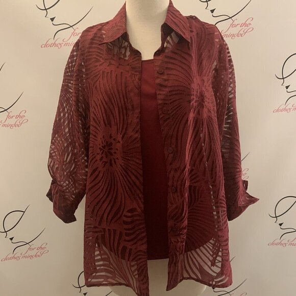 Alfred Dunner. Size 10. Two Piece Set. Sheer Shirt with Attached Tank Cami. B50 - Picture 1 of 5
